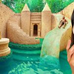 105 Days Building The Most Amazing Underground Water Slide Temple House