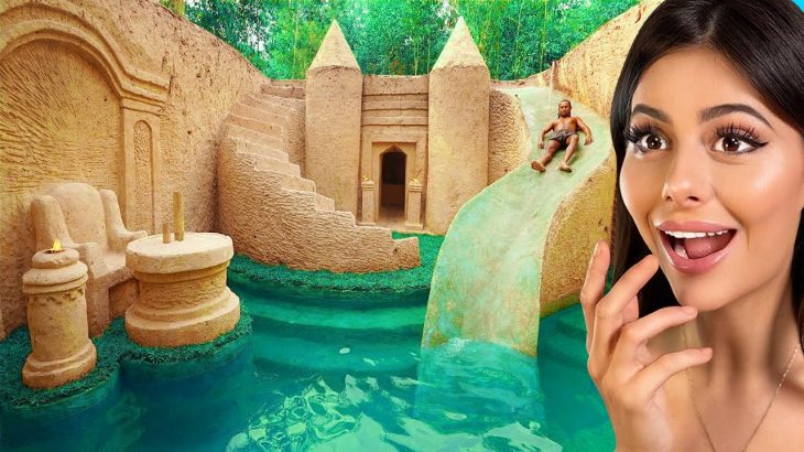 105 Days Building The Most Amazing Underground Water Slide Temple House