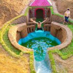 60 Days Of Build Swimming Pool Water Slide Around Secret Underground House