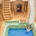 Unbelievable! Build Swimming Pool Water Slide Around The Secret Underground House