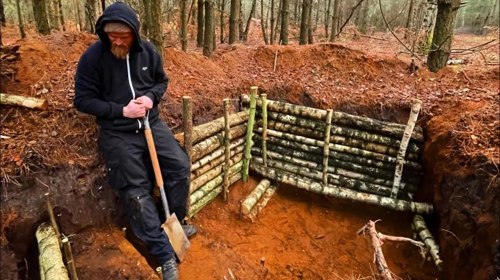 Building An Underground Bushcraft Survival Shelter!! Ep-3. Building the walls/steps and Bed.
