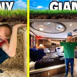 Surviving inside Tiny vs GIANT Underground Bunkers!