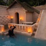 Build The Most Beautiful Swimming Pool for Underground Villa, Girl Living Off Grid