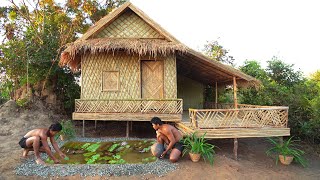 Building The Most Beautiful Bamboo Villa House With Fish Pond