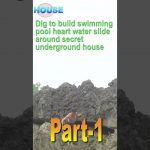 Dig to build swimming pool heart water slide around secret underground house#shorts#miniature house#