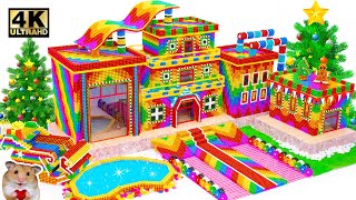 Satisfying Video | Build Winter Shopping Mall Have Wavy Roof & Glossy Slime Pool From Magnetic Balls