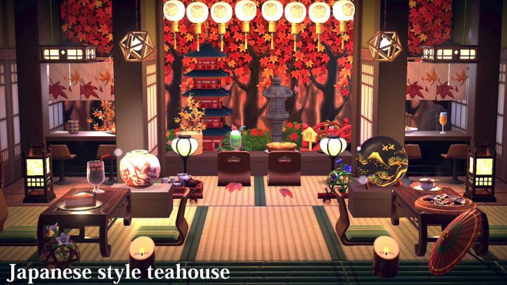 【あつ森】紅葉の庭園が美しい和風カフェの作り方！家具磨きの小ネタや柱、マイデザインを使ったおしゃれなレイアウトを紹介【あつまれどうぶつの森 ハッピーホームパラダイス 実況】