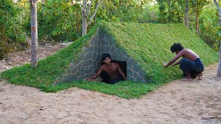 15Days Building Underground House with Decoration Underground Living Room