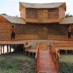 Build A Luxurious Two-Story Bamboo Resort House And Swimming Pool, Aquarium Using Hand Tools [3]