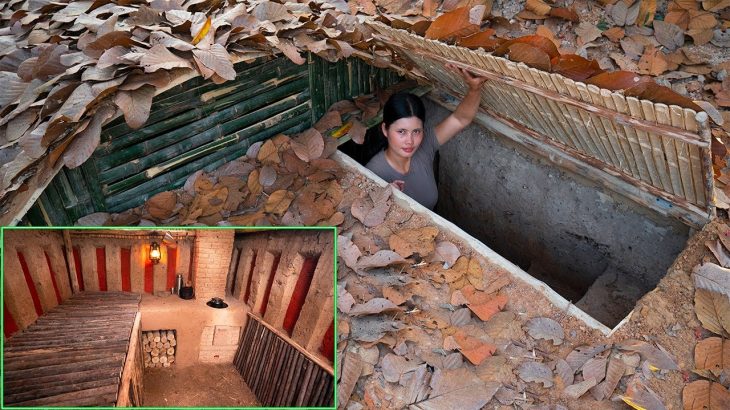 Building Complete Underground Shelter | Bushcraft Earth Hut with Fireplace