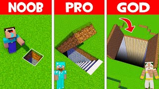 HIDDEN UNDERGROUND BASE BATTLE! NOOB FOUND UNDERGROUND HOUSE in Minecraft NOOB vs PRO vs GOD!
