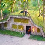 16Days Building Underground House,grass roof  with Decoration Underground Living Room
