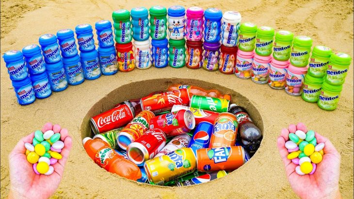 Experiment: Different Mentos VS Coca Cola, Fanta, Mirinda, Pepsi, Schweppes, Sprite Underground