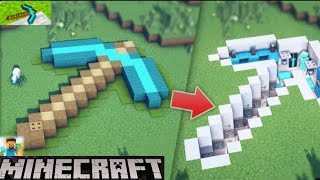 ⛏️Minecraft Tutorial ::? Huge Diamond Pickaxe Underground House ?