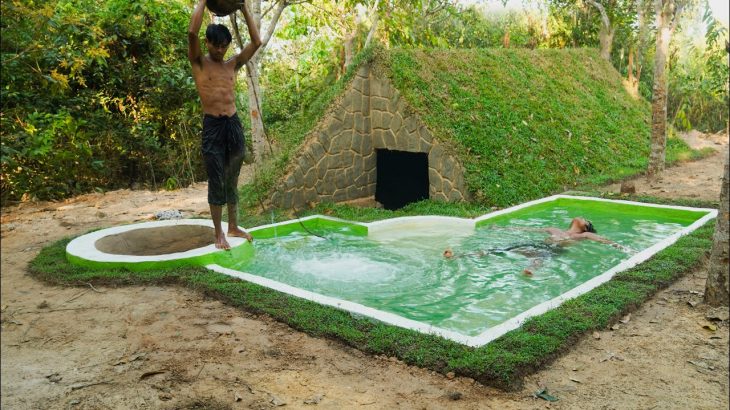 15Days Building Underground House with Decoration Underground Living Room