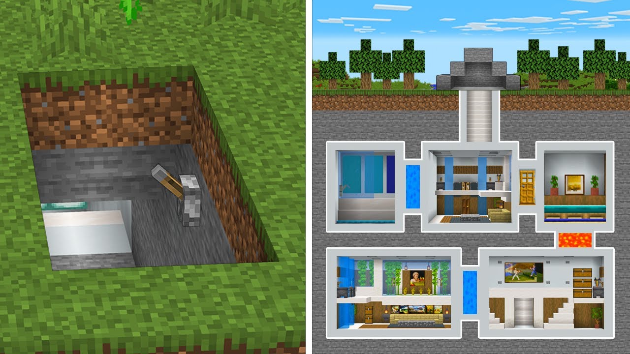 Minecraft Tutorial How to Build a Modern Underground Base Easy 3 完成まで見たくなる動画