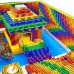 Build Swiming Pool Crocodile Around The Secret Underground House With Magnetic Balls #96
