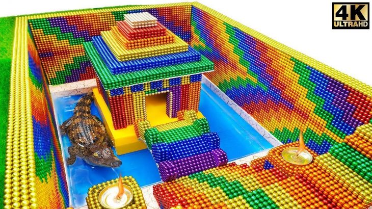 Build Swiming Pool Crocodile Around The Secret Underground House With Magnetic Balls #96