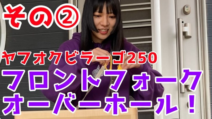 【無免バイク女子】フロントフォークOH編②〜言い訳・フォーク磨き・誕プレ〜【ALちゃん】