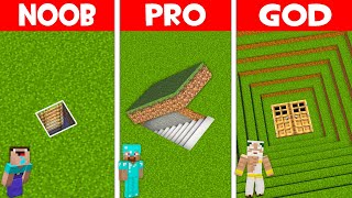 SECRET UNDERGROUND HOUSE BUILD CHALLENGE! UNDERGROUND BASE in Minecraft NOOB vs PRO vs GOD!