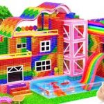 Video ASMR | Build a Villa With Pink Modern Elevator and Swimming Pool For Goldfish