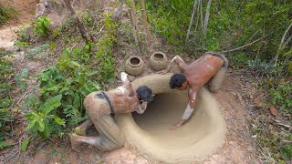 We Dig Mountain To Build Temple Bamboo Decore And Water Slide Swimming Pools Underground