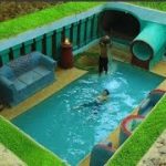 100 Days Building A Modern Underground Hut With A Grass Roof And A Swimming Pool