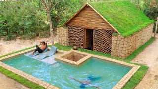 25Days Building Underground House And Swimming Pool with Decoration Living Room