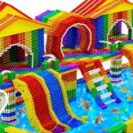 Build Double Water Slide, Swimming Pool Playground From Magnetic Balls | ASMR Video