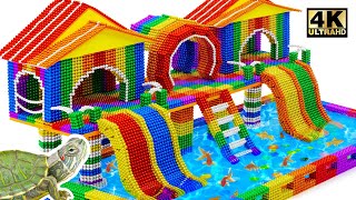 Build Double Water Slide, Swimming Pool Playground From Magnetic Balls | ASMR Video