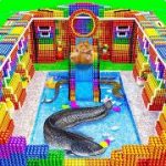 DIY – 90 Days Build Underground Temple Tunnel and Water Slide Pool For Catfish From Magnetic Balls
