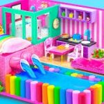 How To Build Automatic Underground Water Pool in Rainbow House from Cardboard | DIY Miniature House