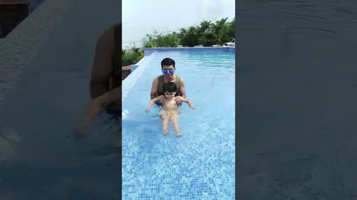 baby enjoying swimming pool with papa | masti, fun, try to swim| father’s day special|Simply Aahana