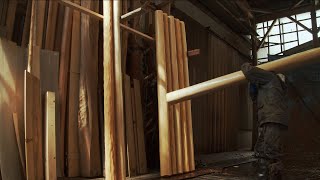 伝統技術「磨き丸太」づくり