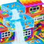 Build Villa With Waterfall From Rooftop Flow Into Swimming Pool From Magnetic Balls | ASMR Video