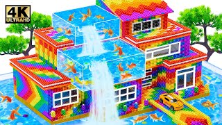 Build Villa With Waterfall From Rooftop Flow Into Swimming Pool From Magnetic Balls | ASMR Video