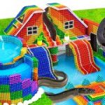 DIY – Build Water Slide Down Underground House, Round Swimming Pool On Rooftop From Magnetic Balls
