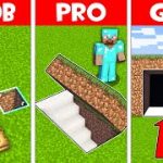 SECRET UNDERGROUND HOUSE BUILD CHALLENGE! UNDERGROUND BASE in Minecraft NOOB vs PRO vs GOD!