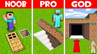 SECRET UNDERGROUND HOUSE BUILD CHALLENGE! UNDERGROUND BASE in Minecraft NOOB vs PRO vs GOD!