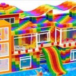 Build Modern Villa With Sky Slide To Swimming Pool, Elevator From Magnetic Ball | ASMR Video