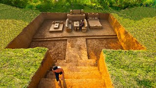 Build Underground House With Large Bed And Modern Underground Swimming Pool With Ancient Skills