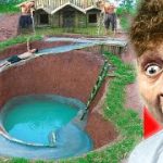 Kids Build AMAZING Water Slide Around Their SECRET UNDERGROUND HOUSE