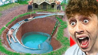 Kids Build AMAZING Water Slide Around Their SECRET UNDERGROUND HOUSE