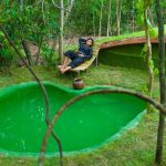 Build The Most Beautiful Mini Swimming Pool for Underground House by Ancient Skills