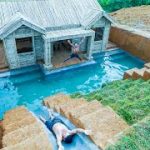 Build Underground House With Modern Furniture And A Water Slide To The Underground Swimming Pool