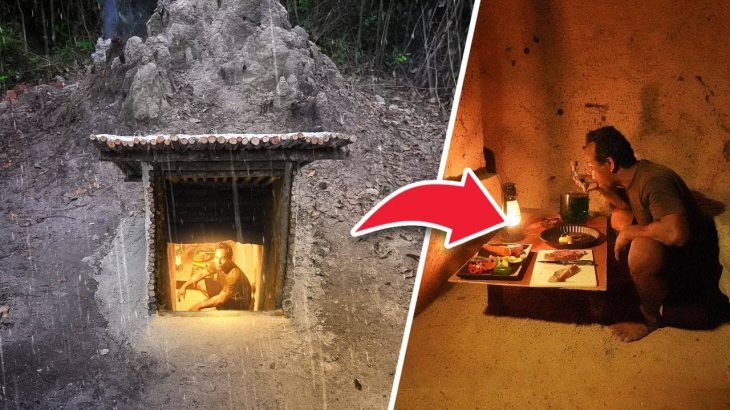 Building An Underground Tunnel Rainy Shelter | Warm Shelter | Survival Shelter